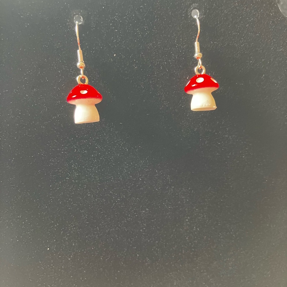 Red and White Mushroom Earrings